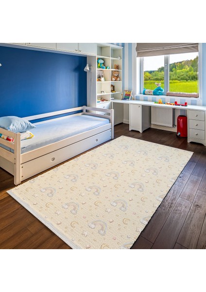 Figürlü Bej Pamuk Dikdörtgen Modern Desenli Pamuk Makinada Yıkanabilir Hav Toz Vermez Leke Tutmayan Kaymaz Taban Dijital Makine Baskı Salon Yolluk Mutfak Halı fiyatları