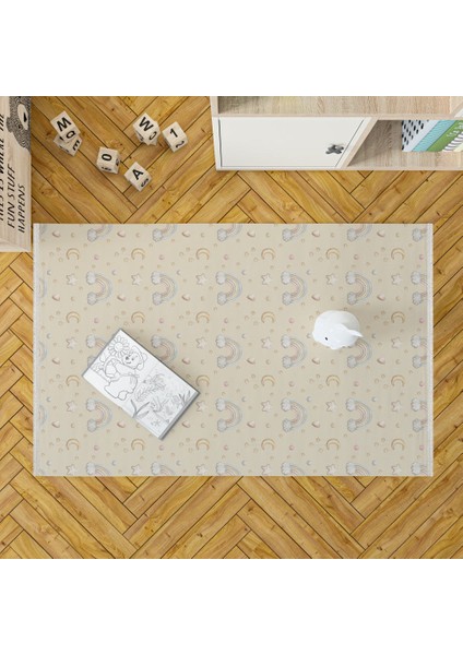 Figürlü Bej Pamuk Dikdörtgen Modern Desenli Pamuk Makinada Yıkanabilir Hav Toz Vermez Leke Tutmayan Kaymaz Taban Dijital Makine Baskı Salon Yolluk Mutfak Halı fırsatları
