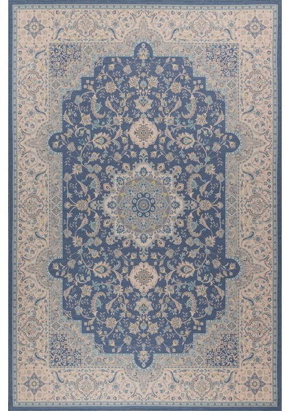 Glyfada Eskitme Mavi Polyester Kare Modern Desenli Pamuk Makinada Yıkanabilir Hav Toz Vermez Leke Tutmayan Kaymaz Taban Dijital Makine Baskı Salon Yolluk Mutfak Halı fiyatları