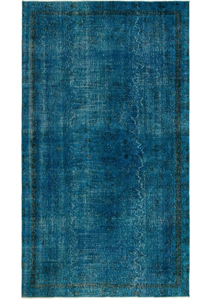 Atina Mavi Eskitme Yün Modern Desenli Yün Hav Toz Vermez Leke Tutmayan Salon Yolluk Mutfak El Dokuma Halı