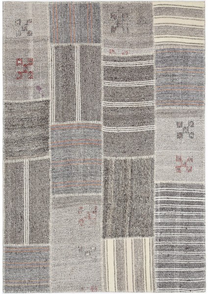 Teselya Bej Çizgili Etnik Modern Desenli Yün Hav Toz Vermez Leke Tutmayan Salon Yolluk Mutfak El Dokuma Halı