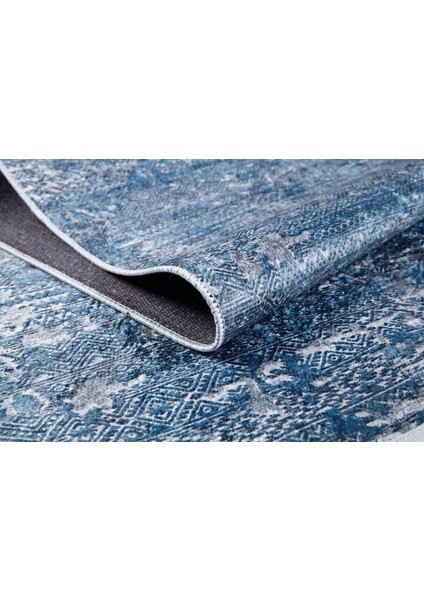 Bircand Mavi Modern Etnik Desenli Makinada Yıkanabilir Hav Toz Vermez Leke Tutmayan Kaymaz Taban Dijital Makine Baskı Salon Yolluk Mutfak Halı fırsatları