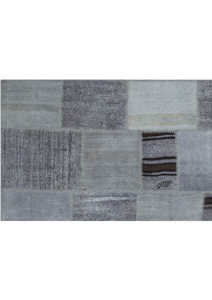 Teselya Gri Patchwork Etnik Modern Desenli Yün Hav Toz Vermez Leke Tutmayan Salon Yolluk Mutfak El Dokuma Halı fırsatları