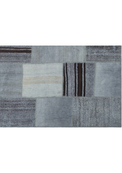 Teselya Gri Patchwork Etnik Modern Desenli Yün Hav Toz Vermez Leke Tutmayan Salon Yolluk Mutfak El Dokuma Halı indirimleri