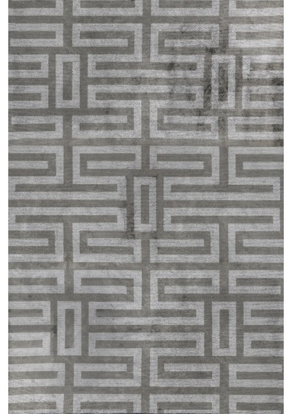 Gri Geometrik Etnik Modern Desenli Pamuk Makinada Yıkanabilir Hav Toz Vermez Leke Tutmayan Kaymaz Taban Dijital Makine Baskı Salon Yolluk Mutfak Halı