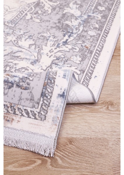 Pranjali Gri Göbekli Etnik Modern Desenli Viskon Hav Vermeyen Leke Tutmayan Kolay Temizlenen Yumuşak Makine Salon Yolluk Mutfak Halı fiyatları