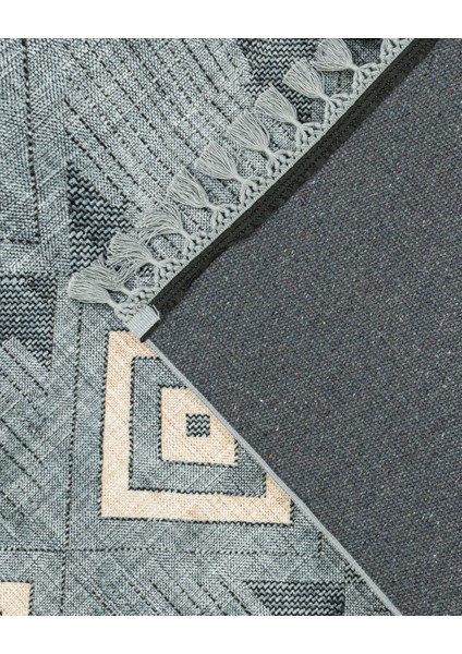 Pritha Mavi Geometrik Etnik Modern Desenli Kadife Makinada Yıkanabilir Hav Toz Vermez Leke Tutmayan Kaymaz Taban Dijital Makine Baskı Salon Yolluk Mutfak Halı fırsatları