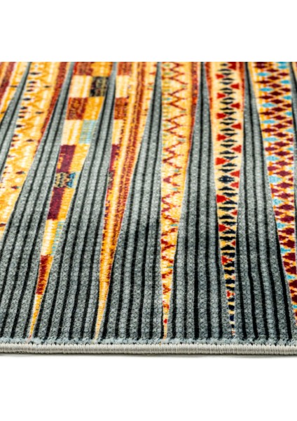 Pragna Turuncu Modern Etnik Desenli Kadife Makinada Yıkanabilir Hav Toz Vermez Leke Tutmayan Kaymaz Taban Dijital Makine Baskı Salon Yolluk Mutfak Halı modelleri