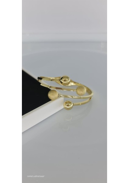 Gold Dört Sıra Dorika Çelik Bilezik C120