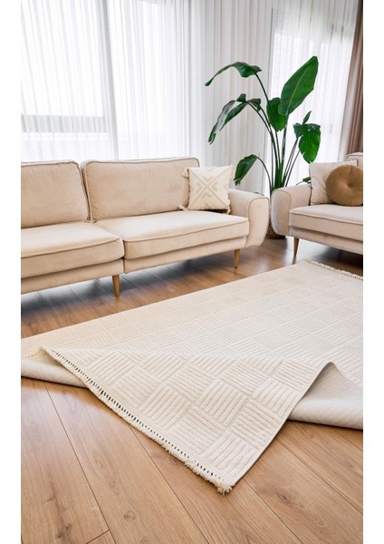 Beyaz Geometrik Etnik Modern Desenli Hav Vermeyen Leke Tutmayan Kolay Temizlenen Yumuşak Makine Salon Yolluk Mutfak Halı modelleri