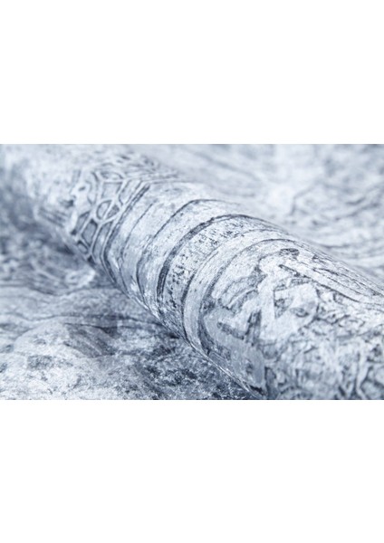 Mervdest Mavi Göbekli Etnik Modern Desenli Makinada Yıkanabilir Hav Toz Vermez Leke Tutmayan Kaymaz Taban Dijital Makine Baskı Salon Yolluk Mutfak Halı indirimleri