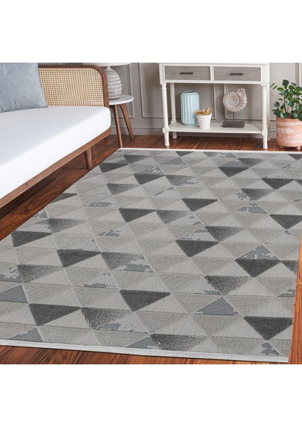 Gri Geometrik Etnik Modern Desenli Pamuk Makinada Yıkanabilir Hav Toz Vermez Leke Tutmayan Kaymaz Taban Dijital Makine Baskı Salon Yolluk Mutfak Halı fiyatları