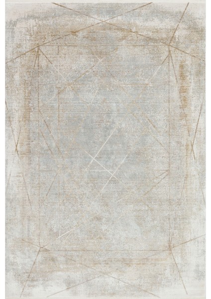 Pratyaksha Geometrik Krem Viskon Dikdörtgen Modern Desenli Akrilik Hav Vermeyen Leke Tutmayan Kolay Temizlenen Yumuşak Makine Salon Yolluk Mutfak Halı