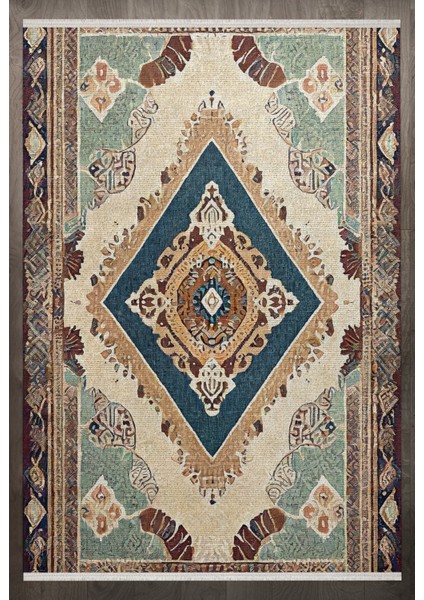 Göbekli Bej Pamuk Dikdörtgen Modern Desenli Pamuk Makinada Yıkanabilir Hav Toz Vermez Leke Tutmayan Kaymaz Taban Dijital Makine Baskı Salon Yolluk Mutfak Halı