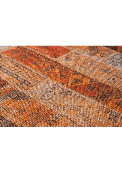 Bohinj Patchwork Turuncu Pamuk Kare Modern Desenli Pamuk Makinada Yıkanabilir Hav Toz Vermez Leke Tutmayan Kaymaz Taban Dijital Makine Baskı Salon Yolluk Mutfak Halı modelleri
