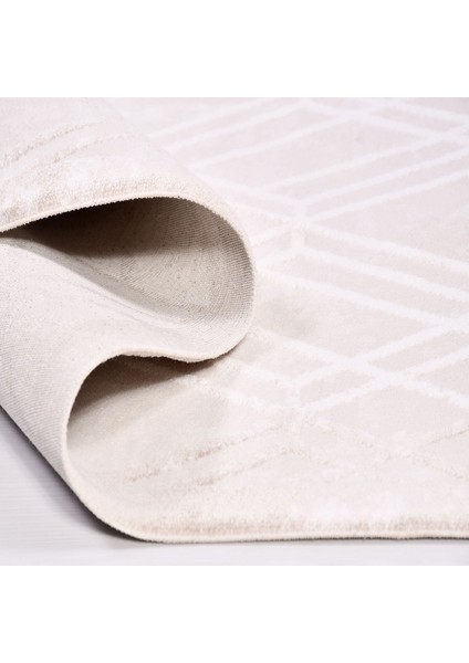 Abiotic Bej Geometrik Etnik Modern Desenli Akrilik Hav Vermeyen Leke Tutmayan Kolay Temizlenen Yumuşak Makine Salon Yolluk Mutfak Halı fırsatları