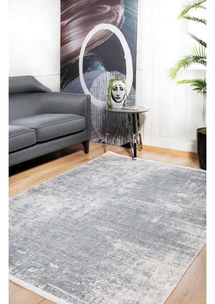 Vladikavkaz Gri Modern Etnik Desenli Makinada Yıkanabilir Hav Toz Vermez Leke Tutmayan Kaymaz Taban Dijital Makine Baskı Salon Yolluk Mutfak Halı modelleri