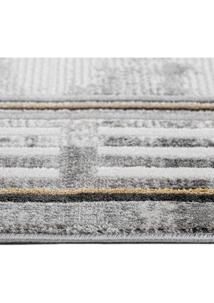 Lavonne Çerçeveli Gri Akrilik Dikdörtgen Modern Desenli Akrilik Hav Vermeyen Leke Tutmayan Kolay Temizlenen Yumuşak Makine Salon Yolluk Mutfak Halı modelleri