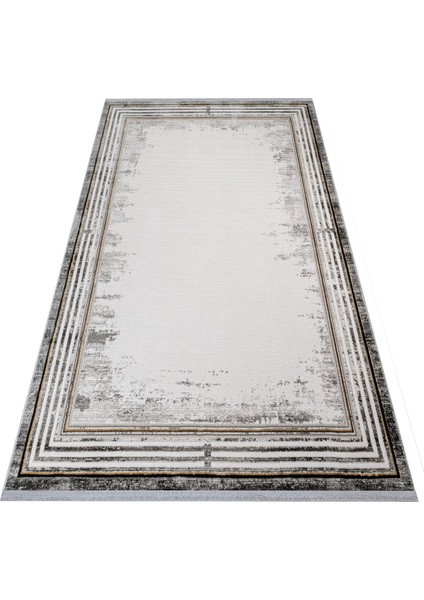 Lavonne Çerçeveli Gri Akrilik Dikdörtgen Modern Desenli Akrilik Hav Vermeyen Leke Tutmayan Kolay Temizlenen Yumuşak Makine Salon Yolluk Mutfak Halı fırsatları