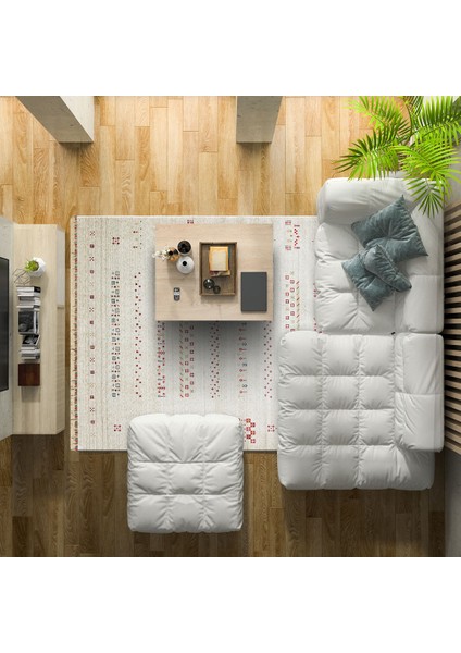 Etnik Bej Tensel Dikdörtgen Modern Desenli Akrilik Hav Vermeyen Leke Tutmayan Kolay Temizlenen Yumuşak Makine Salon Yolluk Mutfak Halı indirimleri