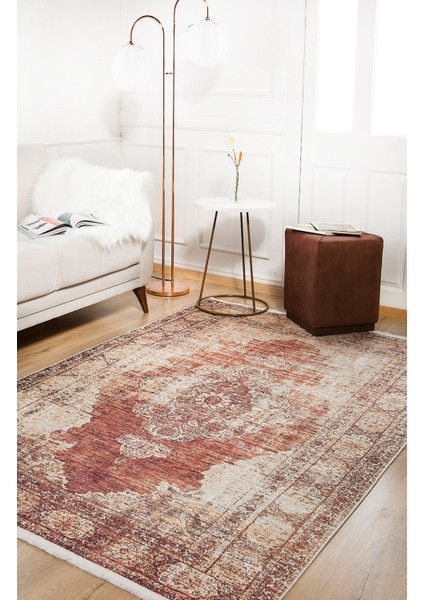 Nazarovo Kahverengi Eskitme Etnik Modern Desenli Makinada Yıkanabilir Hav Toz Vermez Leke Tutmayan Kaymaz Taban Dijital Makine Baskı Salon Yolluk Mutfak Halı modelleri