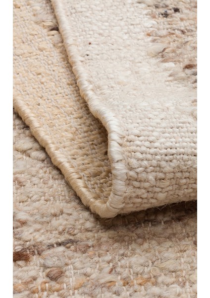 Çerçeveli Krem Jüt Dikdörtgen Modern Desenli Akrilik Hav Vermeyen Leke Tutmayan Kolay Temizlenen Yumuşak Makine Salon Yolluk Jüt Halı