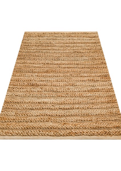 Modern Bej Jüt Dikdörtgen Modern Desenli Akrilik Hav Vermeyen Leke Tutmayan Kolay Temizlenen Yumuşak Makine Salon Yolluk Jüt Halı indirimleri