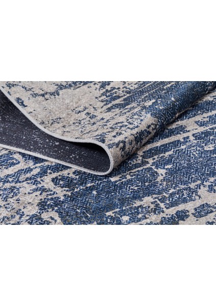 Lesosibirsk Lacivert Modern Etnik Desenli Makinada Yıkanabilir Hav Toz Vermez Leke Tutmayan Kaymaz Taban Dijital Makine Baskı Salon Yolluk Mutfak Halı modelleri