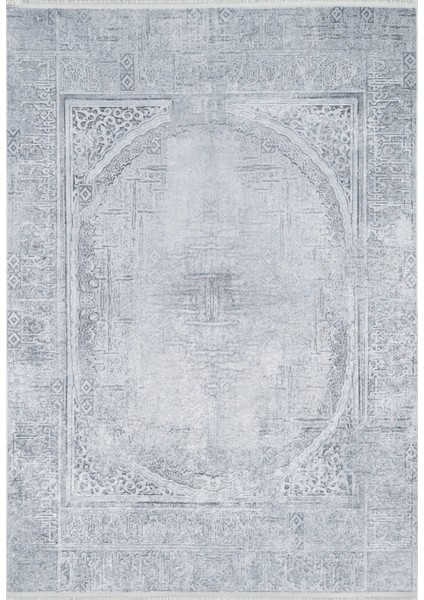 Mervdest Mavi Göbekli Etnik Modern Desenli Makinada Yıkanabilir Hav Toz Vermez Leke Tutmayan Kaymaz Taban Dijital Makine Baskı Salon Yolluk Mutfak Halı