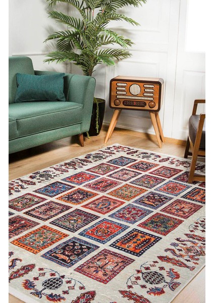 Yukon Bej Patchwork Etnik Modern Desenli Makinada Yıkanabilir Hav Toz Vermez Leke Tutmayan Kaymaz Taban Dijital Makine Baskı Salon Yolluk Mutfak Halı modelleri