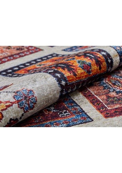 Yukon Bej Patchwork Etnik Modern Desenli Makinada Yıkanabilir Hav Toz Vermez Leke Tutmayan Kaymaz Taban Dijital Makine Baskı Salon Yolluk Mutfak Halı fırsatları