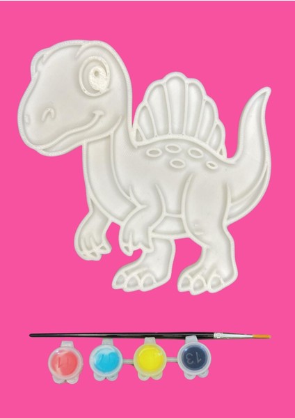 Yelken Dino Figür Boyama Seti – 4 Renk Boya + 1 Fırça | Çocuk Eğitici Hobi Plakası (12 Cm) indirimleri