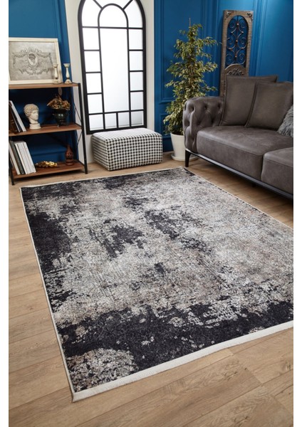 Gurgan Gri Modern Etnik Desenli Makinada Yıkanabilir Hav Toz Vermez Leke Tutmayan Kaymaz Taban Dijital Makine Baskı Salon Yolluk Mutfak Halı modelleri