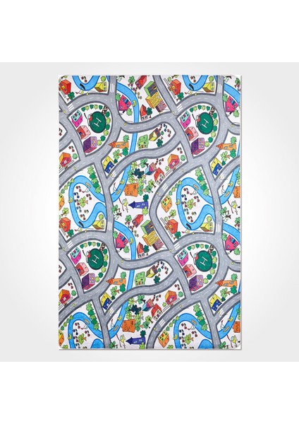 Sidney Çocuk Gri Polyester Dikdörtgen Modern Desenli Pamuk Makinada Yıkanabilir Hav Toz Vermez Leke Tutmayan Kaymaz Taban Dijital Makine Baskı Salon Yolluk Mutfak Halı