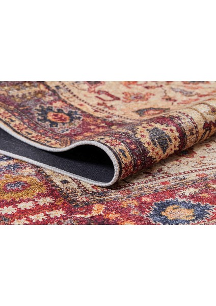 Mihaylovsk Bordo Göbekli Etnik Modern Desenli Makinada Yıkanabilir Hav Toz Vermez Leke Tutmayan Kaymaz Taban Dijital Makine Baskı Salon Yolluk Mutfak Halı modelleri