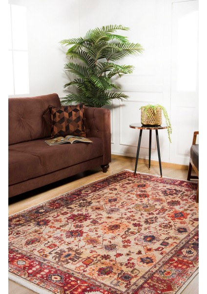 Mihaylovsk Bordo Göbekli Etnik Modern Desenli Makinada Yıkanabilir Hav Toz Vermez Leke Tutmayan Kaymaz Taban Dijital Makine Baskı Salon Yolluk Mutfak Halı indirimleri