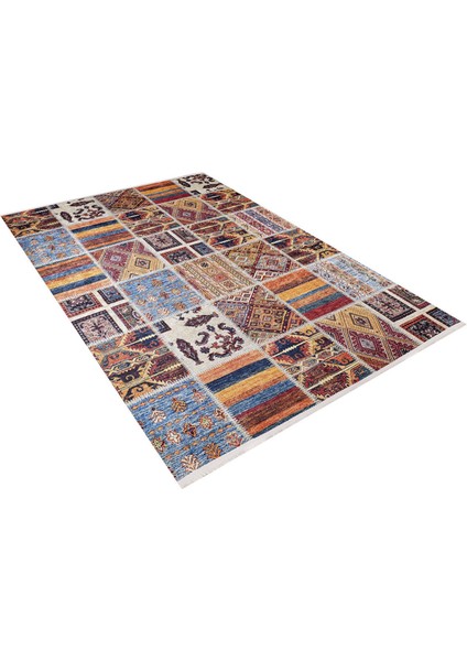 Charlottetown Turuncu Patchwork Etnik Modern Desenli Makinada Yıkanabilir Hav Toz Vermez Leke Tutmayan Kaymaz Taban Dijital Makine Baskı Salon Yolluk Mutfak Halı fiyatları