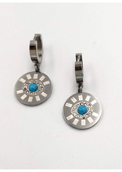 Gümüş Renk Figürlü Çelik Küpe