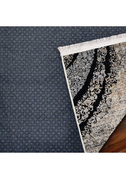 Lacivert Klasik Etnik Modern Desenli Pamuk Makinada Yıkanabilir Hav Toz Vermez Leke Tutmayan Kaymaz Taban Dijital Makine Baskı Salon Yolluk Mutfak Halı indirimleri