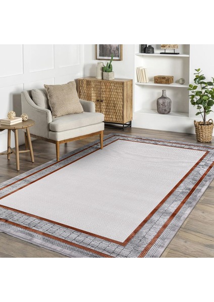 Julia Gri Çerçeveli Etnik Modern Desenli Örgü Hav Vermeyen Leke Tutmayan Kolay Temizlenen Yumuşak Makine Salon Yolluk Mutfak Halı fiyatları