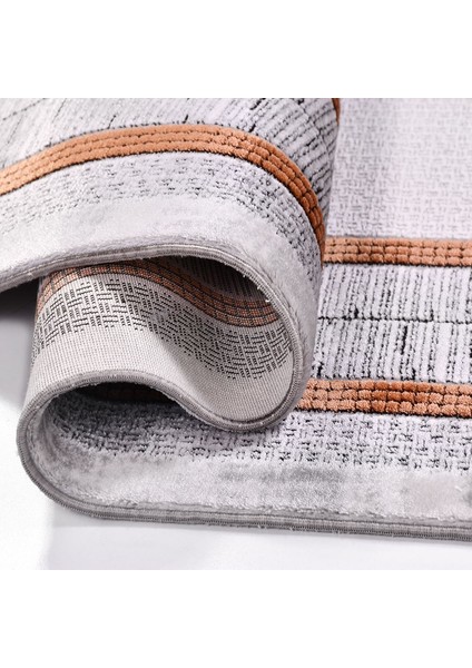 Julia Gri Çerçeveli Etnik Modern Desenli Örgü Hav Vermeyen Leke Tutmayan Kolay Temizlenen Yumuşak Makine Salon Yolluk Mutfak Halı modelleri