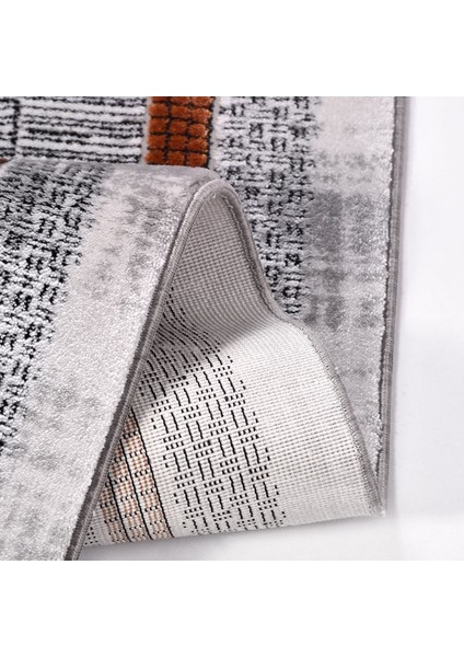 Julia Gri Çerçeveli Etnik Modern Desenli Örgü Hav Vermeyen Leke Tutmayan Kolay Temizlenen Yumuşak Makine Salon Yolluk Mutfak Halı indirimleri