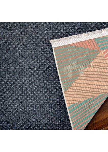 Geometrik Yeşil Pamuk Kare Modern Desenli Pamuk Makinada Yıkanabilir Hav Toz Vermez Leke Tutmayan Kaymaz Taban Dijital Makine Baskı Salon Yolluk Mutfak Halı indirimleri