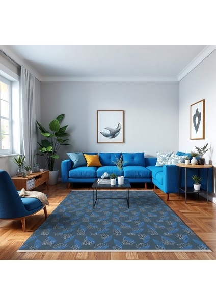 Modern Mavi Pamuk Dikdörtgen Modern Desenli Pamuk Makinada Yıkanabilir Hav Toz Vermez Leke Tutmayan Kaymaz Taban Dijital Makine Baskı Salon Yolluk Mutfak Halı modelleri