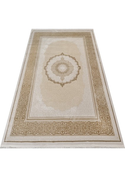 Nainital Çerçeveli Bej Akrilik Dikdörtgen Modern Desenli Akrilik Hav Vermeyen Leke Tutmayan Kolay Temizlenen Yumuşak Makine Salon Yolluk Mutfak Halı fırsatları