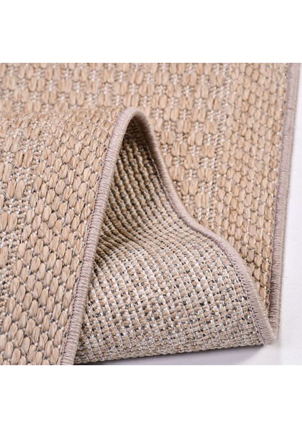 Abjectly Bej Hasır Etnik Modern Desenli Sisal Hav Vermeyen Leke Tutmayan Kolay Temizlenen Yumuşak Makine Salon Yolluk Mutfak Halı