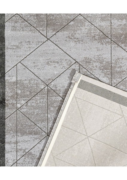 Lancelin Çizgili Gri Akrilik Dikdörtgen Modern Desenli Akrilik Hav Vermeyen Leke Tutmayan Kolay Temizlenen Yumuşak Makine Salon Yolluk Mutfak Halı fiyatları