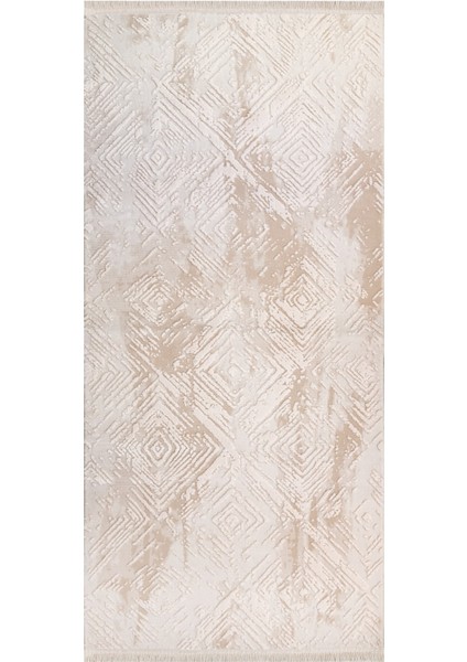 Port Fairy Modern Bej Pamuk Kare Modern Desenli Akrilik Hav Vermeyen Leke Tutmayan Kolay Temizlenen Yumuşak Makine Salon Yolluk Mutfak Halı