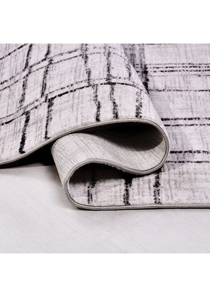 Gri Modern Etnik Desenli Mikro Hav Vermeyen Leke Tutmayan Kolay Temizlenen Yumuşak Makine Salon Yolluk Mutfak Halı modelleri