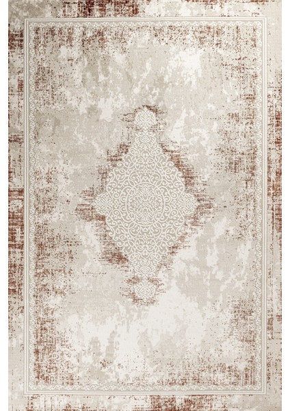 Bej Klasik Etnik Modern Desenli Pamuk Makinada Yıkanabilir Hav Toz Vermez Leke Tutmayan Kaymaz Taban Dijital Makine Baskı Salon Yolluk Mutfak Halı